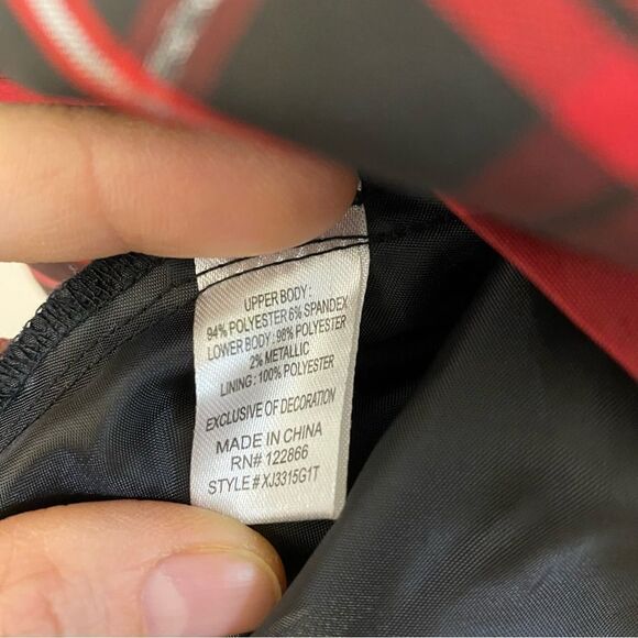 Lilt formal girls holiday dress black velvet red plaid hi low sequin - size 6 - Picture 8 of 9